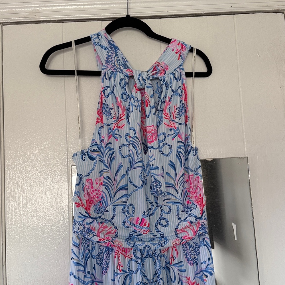 Lilly Pulitzer Blue Pink Floral Halter Maxi Dress - Picture 4 of 4
